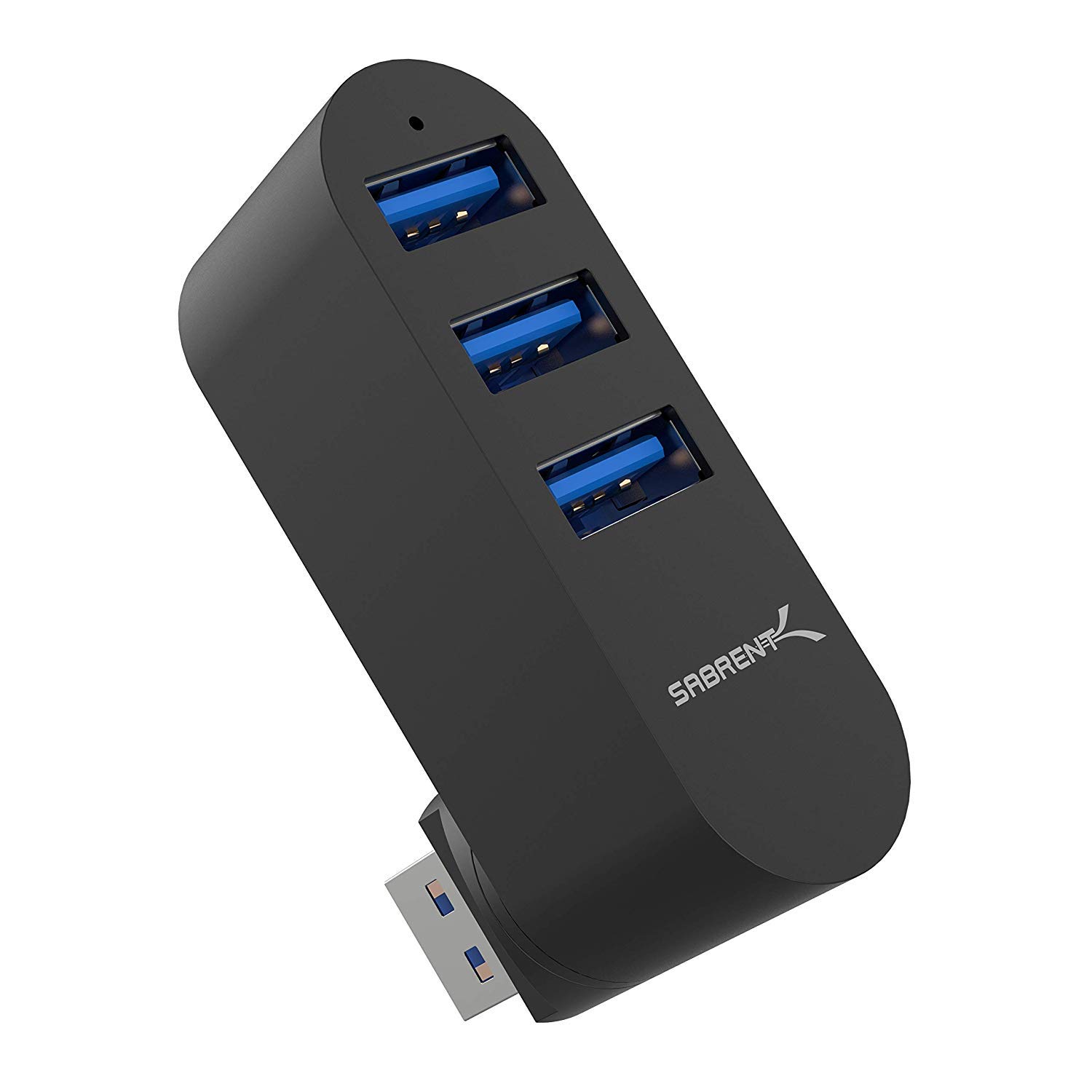 SABRENT Premium 3 Port Aluminum Mini USB 3.0 Hub [90°/180° Degree Rotatable] (HB-R3MB) Black