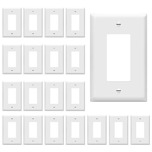 ENERLITES Decorator Light Switch or Receptacle Outlet Wall Plate, Gloss Finish, Midway Size 1-Gang 4.88" x 3.11", Polycarbonate Thermoplastic, UL Listed, 8831M-W-20PCS, White (20 Pack)