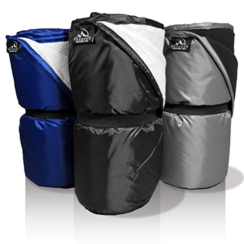 Outdoor Designs USA Waterproof Blanket – Large Warm XL Dry Windproof Rainproof Plush Cold Weather Packable Fleece Throw Cover for Stadium Camping Outside Picnic Yoga Beach Festival Dog Travel (Black)