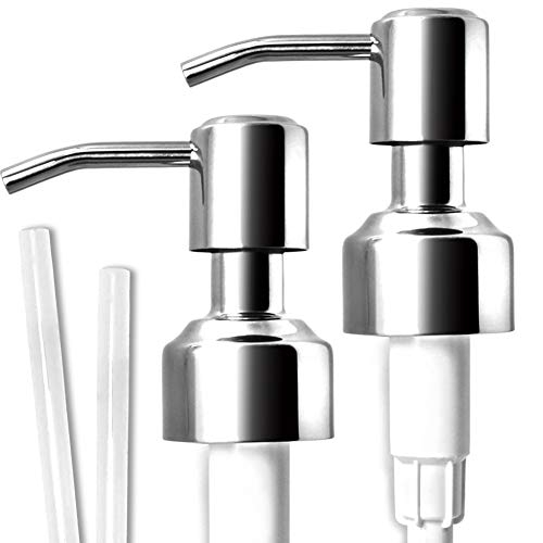 JASAI Durable 304 Rust Proof Stainless Steel Soap Pump, Kitchen Soap Dispenser Pump Replacement for Regular Mouth Bottle, 2 Pack
