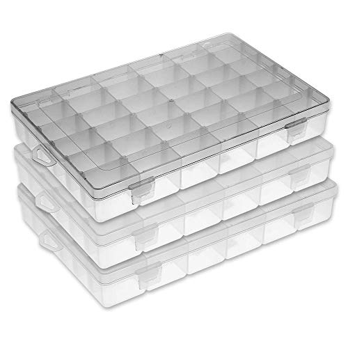 mcyiqihai YuanKanJu FSC Lighting Organizer containers Plastic Jewelry Box Storage containers Beads Box Fishing Tackle Storage Boxes Plastic Container with dividers 36grids /3pack ¡