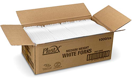 Book Cover PlastX Cutlery 1000 Count Disposable Plastic White Forks, Great For Every Day, Home, Office, Party, or Restaurants,