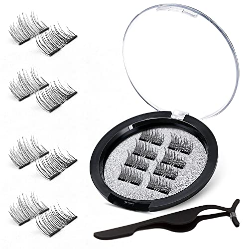 Book Cover VASSOUL Dual Magnetic Eyelashes, 0.2mm Ultra Thin Magnet, Light weight & Easy to Wear, Best 3D Reusable Eyelashes with Applicator (8 PC with Tweezers)