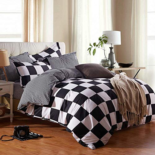 Book Cover NOKOLULU Buffalo Check Black and White Plaid Duvet Cover Set with Zipper Closure Gingham Preppy Grid Pattern Checkered Printed Bedding Set, Luxury Soft Breathable Comfortable (Twin,Black and White)