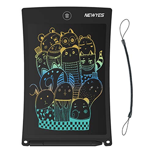 NEWYES Doodle Pad Drawing Board LCD Writing Tablet with Lock Function for Note Taking eWriter Gifts for Kids (8.5 inch, Black(Colorful))