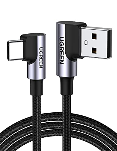 UGREEN USB to USB C Cable 90 Degree USB C Fast Charging Cord Compatible with Samsung Galaxy S10/S10+, Pixel 7/6a, LG G8/G7, Pixel, Switch, etc. 3.3FT
