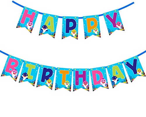 DEKCO Baby Shark Happy Birthday Banner Party Supplies for Kids and Adults Birthday Party Decorations Set of 1
