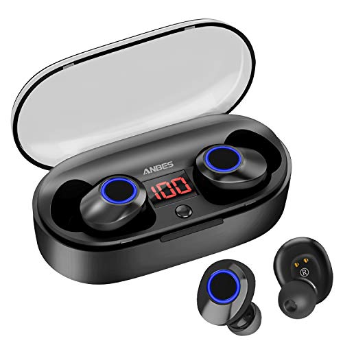 Wireless Earbuds, ANBES Bluetooth Earbuds, 3D Stereo Hi-Fi Sound Wireless Headphones, 18H Playtime, IPX5 Waterproof Bluetooth in-Ear Headphones with Microphone, Portable Charging Case