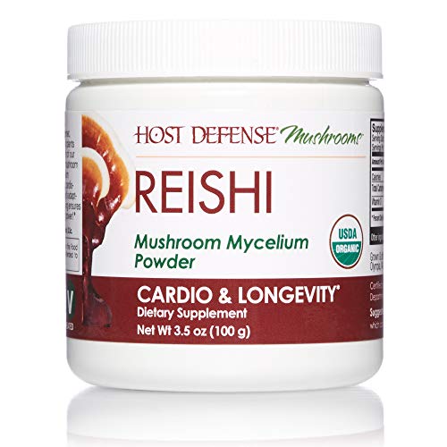 Host Defense, Reishi Mushroom Powder, Supports Energy, Cardiovascular Health and Stress Response, Certified Organic Supplement, 3.5 oz (66 servings)