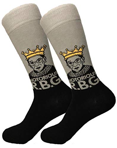 Balanced Co. Ruth Bader Ginsburg Dress Socks Notorious RBG Funny Socks Crazy Socks Casual Socks Novelty Socks (Black/Gray)