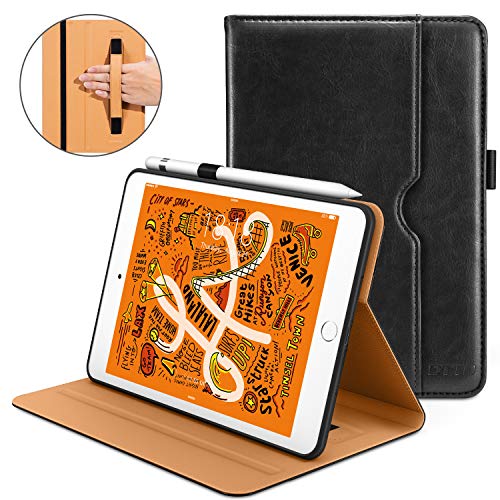 DTTO iPad Mini 5th Generation 2019 Case, [Noble Series] Leather Folio Cover Case with Apple Pencil Holder for iPad Mini 5 2019 [Auto Sleep/Wake], Black