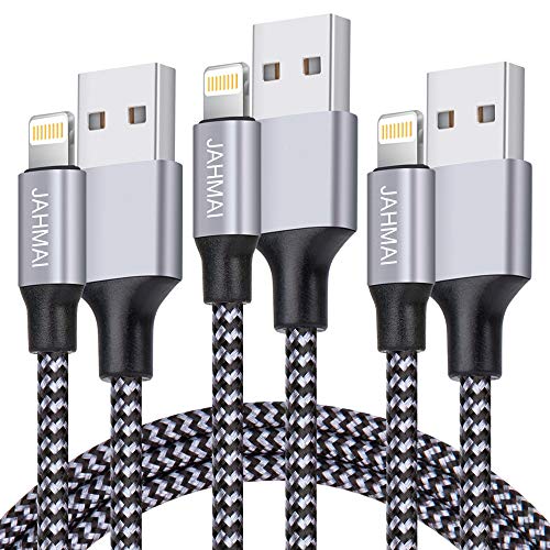 iPhone Charger, JAHMAI Nylon Braided Lightning Cable[Apple MFi Certified]3Pack 6ft Fast Charging High Speed Data Sync Phone Cord Compatible with iPhone 13 12 11 Pro Max XS MAX XR XS X 8 7 Plus SE iPad