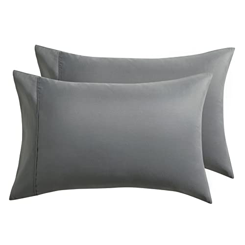 Bedsure Queen Pillowcases Set of 2 - Dark Grey Pillow Cases Queen Size 2 Pack 20 x 30 inches, Brushed Microfiber, Pillow Case Covers with Envelop Closure