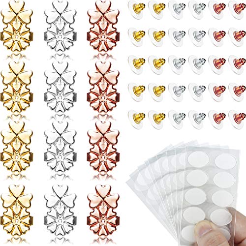 Zhanmai 6 Pairs Ear Lifters Anti-Sensitive Adjustable Support Earring Lifters and 30 Pairs Earring Backs, 100 Packs Patches (Shamrock)