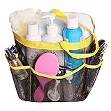 Attmu Mesh Caddy, Quick Dry Shower Tote Bag Oxford Hanging Toiletry and Bath Organizer with 8 Storage Compartments for Shampoo, Conditioner, Soap and Other Bathroom Accessories, F-Yellow