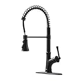 APPASO Commercial Oil Rubbed Bronze Single Handle Pull Down Kitchen Faucet with 3-Mode Sprayer, Antique Spring High Arc Kitchen Sink Faucet with Deck Plate