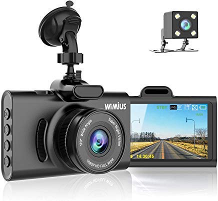 Dual Dash Cam Infrared Night Vision - WiMiUS Dash Camera 3" Super IPS Screen Full FHD 1080P Front + 720P Rear Car Camera DVR Dashboard Recorder 170 Wide Angle with Sony Sensor & WDR, G-Sensor