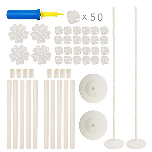 Book Cover NIUBER Balloon Column Kit - 2 Set Balloon Column Kit Base and Pole 5.08 Feet Height and 50Pcs Balloon Rings with Water Fillable Base Balloon Stand Kit