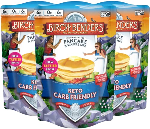 Keto Pancake & Waffle Mix by Birch Benders, Low-Carb, High Protein, Grain-free, Gluten-free, Low Glycemic, Keto-Friendly, Made with Almond, Coconut & Cassava Flour, Just Add Water, 3 Pack (10oz each) 10 Ounce (Pack of 3)