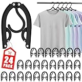 24 Pcs Travel Hangers Cruise Essentials 2025 Portable Folding Clothes Hangers Travel Accessories Foldable Clothes Drying Rack (Black)