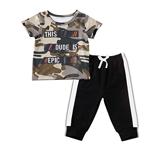 Infant Baby Boys Clothes Letter Print Cotton T-Shirt Tops and Long Dinosaur Pants Outfits Set