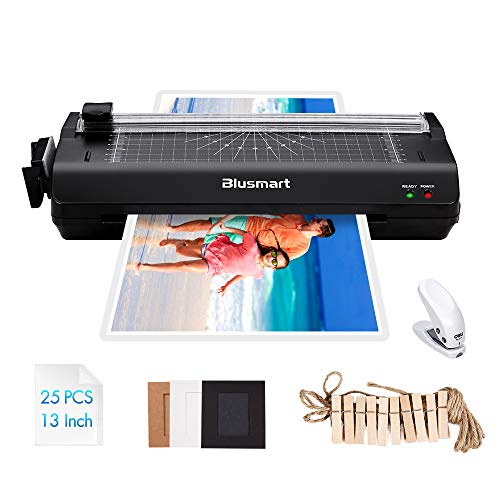 Book Cover 13 inches Laminator, Blusmart Multiple Function A3 Laminator with 25 Laminating Pouches, Paper Cutter, Corner Rounder Laminate for A3,A4,A5,A6
