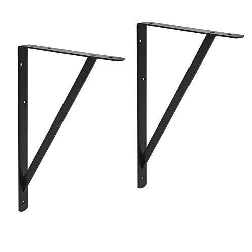 Amazon Basics 10 Pack Heavy Duty Metal Shelf Brackets, L20" x H13", Black Strong Steel
