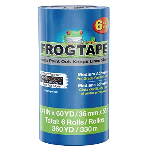 Book Cover FROGTAPE 242750 Pro Painter's Tape with PAINTBLOCK, 1. 41-Inch x 60-Yards, Blue, 6 Rolls