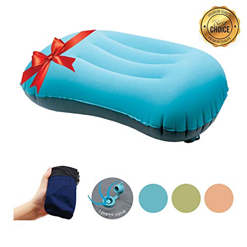 Camping Pillow, Inflatable Camping Pillow, Camp Pillow, Backpacking Pillow, Ultralight Hiking Pillow, Compressible Pillow for Neck & Lumbar Support While Camping, Backpacking, Hiking and Traveling