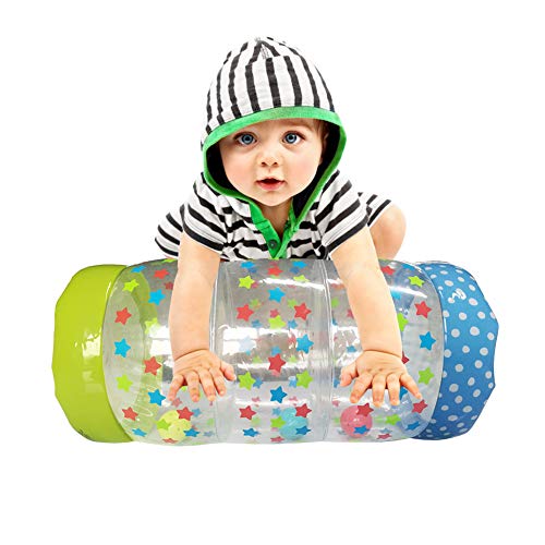 Ancaixin Inflatable Baby Jumbo Roller with Ball Drop Game for Crawling and Standing Exercise Non Toxic Roll&Crawl Toy for Over 6 Monthes Toddler (Green)