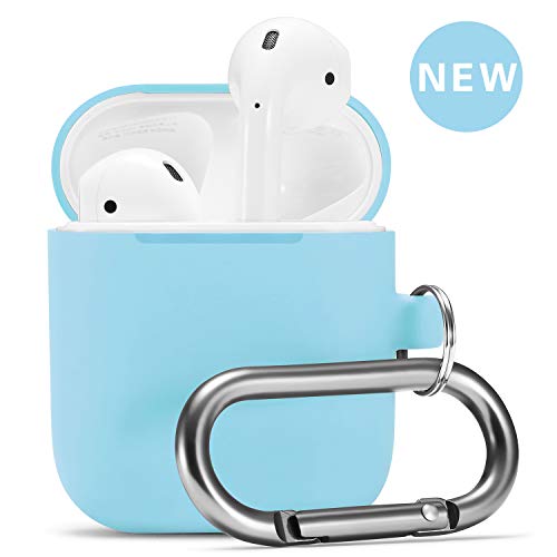 Book Cover Airpods Case, Airpod Silicone Skin Cases Cover by Camyse, Full Protective Durable Shockproof Drop Proof with Keychain Compatible with Apple Airpods 2 & 1 Charging Case,Airpods Accesssories (Sky Blue)