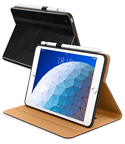 DTTO iPad Air 3rd Generation 10.5'' 2019 Case, [Noble Series] Leather Folio Cover Case with Apple Pencil Holder for iPad Air 3 10.5 Inch 2019 [Auto Sleep/Wake], Black