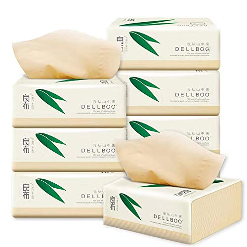 Bamboo Facial Tissues DELLBOO ORGANIC ECO-FRIENDLY TISSUES 110 Count, 3 Pack Natural Tree Free Tear Resistant Facial Tissue.