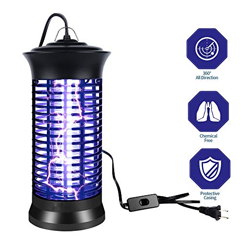 BUGSMSKTE 2019 Upgrade Bug zappers Indoor, Electric Mosquito Killer lamp with UV Light, Portable Standing or Hanging for Indoor, Kitchen and Office etc.