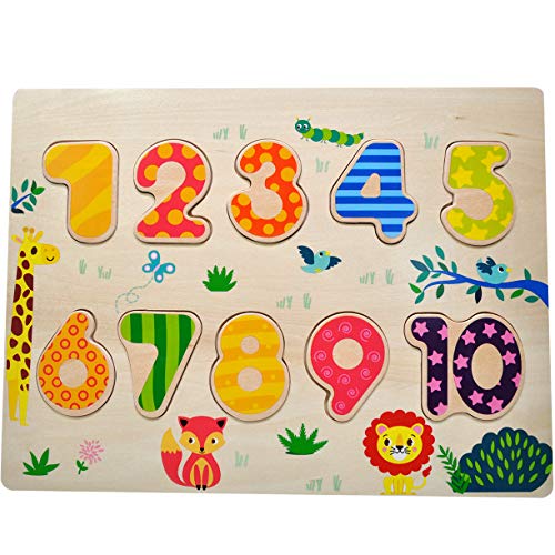 Book Cover GYBBER&MUMU Wooden Puzzles Number Colorful Cartoon Patter Educational Toys