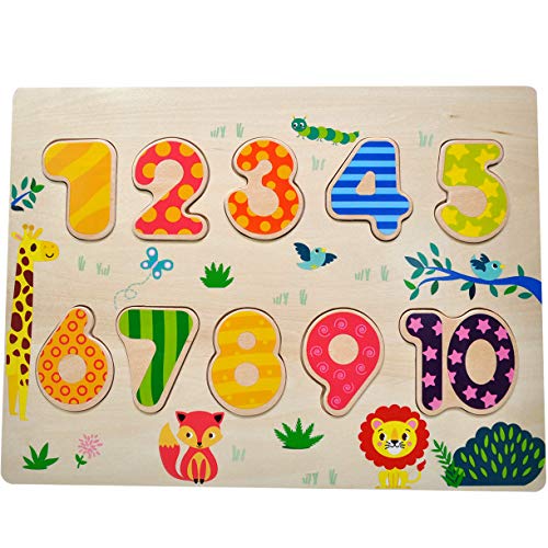 GYBBER&MUMU Wooden Puzzles Number Colorful Cartoon Patter Educational Toys