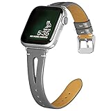 OULUCCI Leather Bands Compatible with Apple Watch 38mm 40mm 41mm, Slim Strap with Breathable Hole Replacement Wristband for Iwatch Series 7 6 5 4 3 2 1