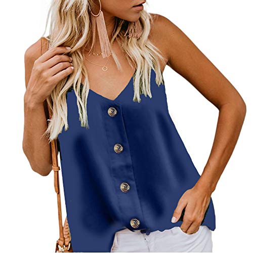 Book Cover BAODANstore Women Tops Button Down V Neck Tank Tops Loose Casual Vest Spring Summer Sleeveless Shirts Blouses