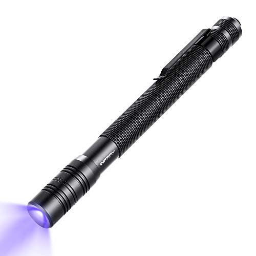 INFRAY Rechargeable Pen Flashlight Black Light, Zoomable, Small 395nm Blacklight Detector for Dog Urine and Dry Stain. IPX5 Water-Resistant, 900mAh NiMH Battery ×2 Included