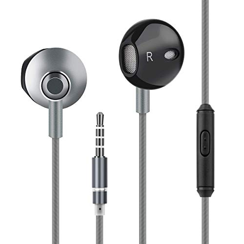 Earbuds Earphones Headphones Ear Buds in Ear Earphones Noise Isolation Headsets Heavy Bass Earphones Microphone Volume Control Powerful Bass Tablets Laptop Mp3 Mp4 Players 3.5mm Gray