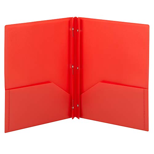 Book Cover Smead Poly Two-Pocket Folder, Three-hole Punch Fasteners, Letter Size, Assorted Colors: Red, Blue, Green, 3 per Pack (87737)