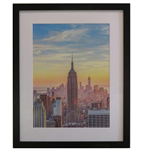 Frame Amo 16x20 Black Picture Frame, White Mat with 11.5x15.5 opening for 12x16 Image, 1 Inch Border, Acrylic Face (1)