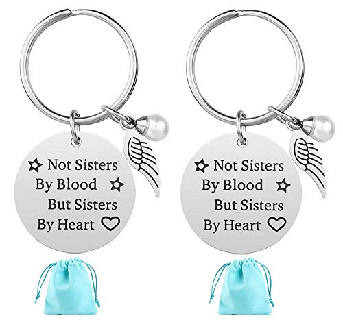 2-Pack Stainless Steel Keychain Best Friendship Gifts for Friend Women Female Girls Sister Birthday -Funny-Graduation Gift