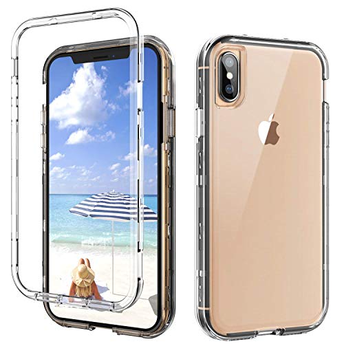 SKYLMW Case for iPhone Xs Max/iPhone X Max,Shockproof Three Layer Protection Hard Plastic & Soft TPU Sturdy Shockproof Armor High Impact Resistant Cover for iPhone 6.5 inch 2018,Clear
