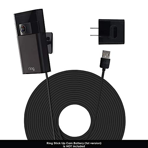 Book Cover Charging Cable for Ring Stick Up Cam First Model (Black 6 Meters) - Micro USB Charging Cord for Ring Stick-Up Camera - Stick Up Camera Power Charging Wire - Ring Stick Up Long Cable by Sully
