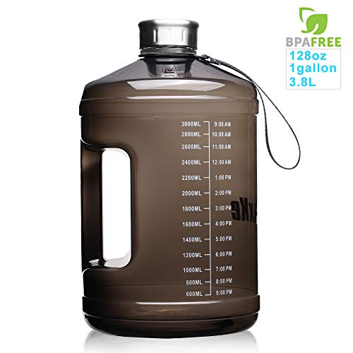 SIuxKe 1Gallon Big Water Bottle Reusable Leak-Proof Drinking Water Jug for Outdoor Camping BPA Free Plastic Sports Water Bottle with Daily Time Marked