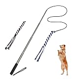 POPETPOP Dog Outdoor Toy Extendable Teaser Wand Outside Interactive Fun Toys with 2 Rope Chew Play Toys for Training Exercise (Size L)