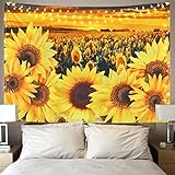 Sunflower Tapestry Sunset Sunflower Field Tapestry Floral Plant Tapestry Yellow Flower Tapestry for Room