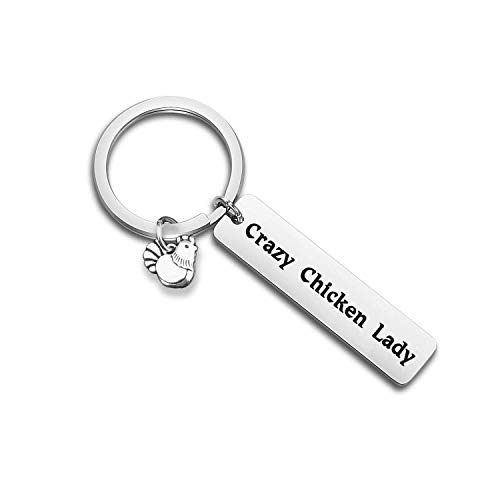 WUSUANED Chicken Lover Gift Funny Chicken Keychain Poultry Chicken Jewelry Crazy Chicken Gift For Country Farm Girl