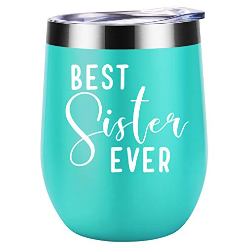 Best Sister Ever - Sister Gifts from Sister - Birthday Gifts for Sister, BFF, Big Sister - Unbiological Sister Gifts, Sister in Law Gifts - Sister Christmas Gifts - Coolife Wine Tumbler Sister Mug Cup